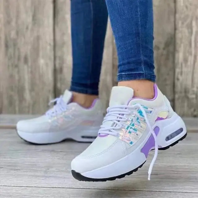 Ladies Sneakers Spring And Autumn New Lace Up Wedge Platform Shoes 2023 Outdoor Fashion Air Cushion Casual Running Shoes Women
