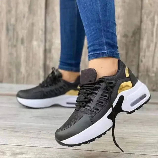 Ladies Sneakers Spring And Autumn New Lace Up Wedge Platform Shoes 2023 Outdoor Fashion Air Cushion Casual Running Shoes Women