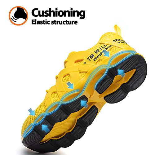 Kezhiho Steel Toe Shoes for Men Women Cushion Comfortable Work Shoes Lightweight Breathable Sneakers Slip Resistant Indestructible Construction Industrial Safety Shoes (KZHUS-D0200344)