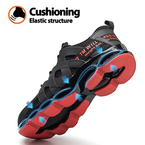 Kezhiho Steel Toe Shoes for Men Women Cushion Comfortable Work Shoes Lightweight Breathable Sneakers Slip Resistant Indestructible Construction Industrial Safety Shoes (KZHUS-D0200344)