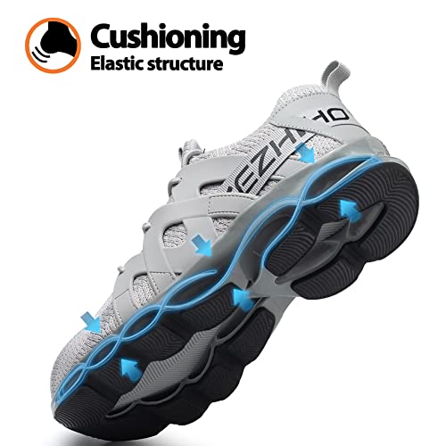 Kezhiho Steel Toe Shoes for Men Women Cushion Comfortable Work Shoes Lightweight Breathable Sneakers Slip Resistant Indestructible Construction Industrial Safety Shoes (KZHUS-D0200344)
