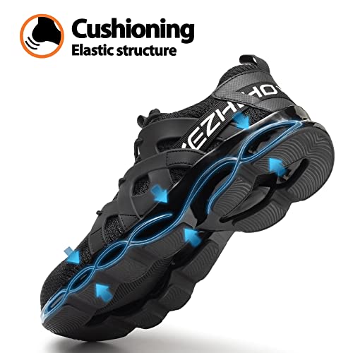 Kezhiho Steel Toe Shoes for Men Women Cushion Comfortable Work Shoes Lightweight Breathable Sneakers Slip Resistant Indestructible Construction Industrial Safety Shoes (KZHUS-D0200344)