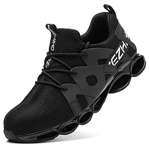 Kezhiho Steel Toe Shoes for Men Women Cushion Comfortable Work Shoes Lightweight Breathable Sneakers Slip Resistant Indestructible Construction Industrial Safety Shoes (KZHUS-D0200344)