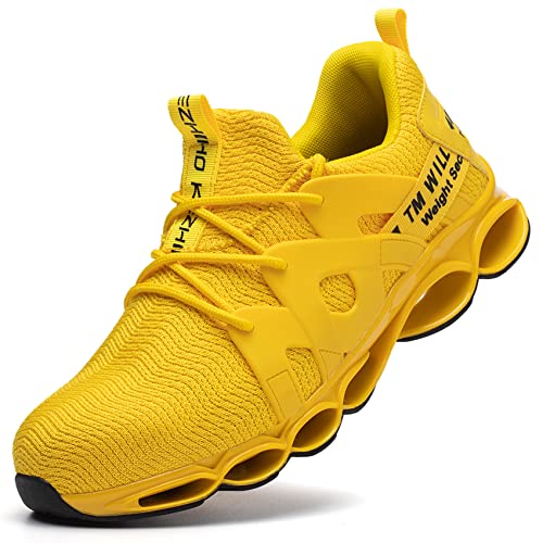 Kezhiho Steel Toe Shoes for Men Women Cushion Comfortable Work Shoes Lightweight Breathable Sneakers Slip Resistant Indestructible Construction Industrial Safety Shoes (KZHUS-D0200344)