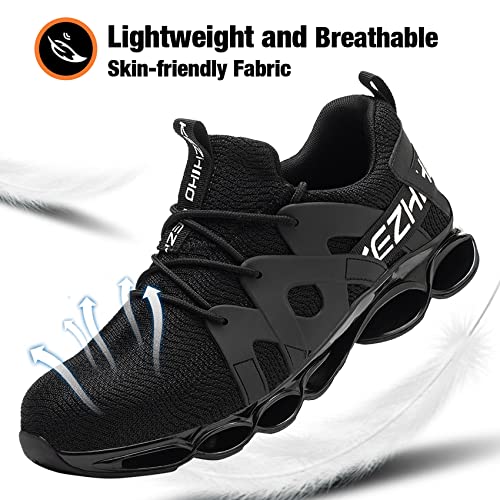 Kezhiho Steel Toe Shoes for Men Women Cushion Comfortable Work Shoes Lightweight Breathable Sneakers Slip Resistant Indestructible Construction Industrial Safety Shoes (KZHUS-D0200344)