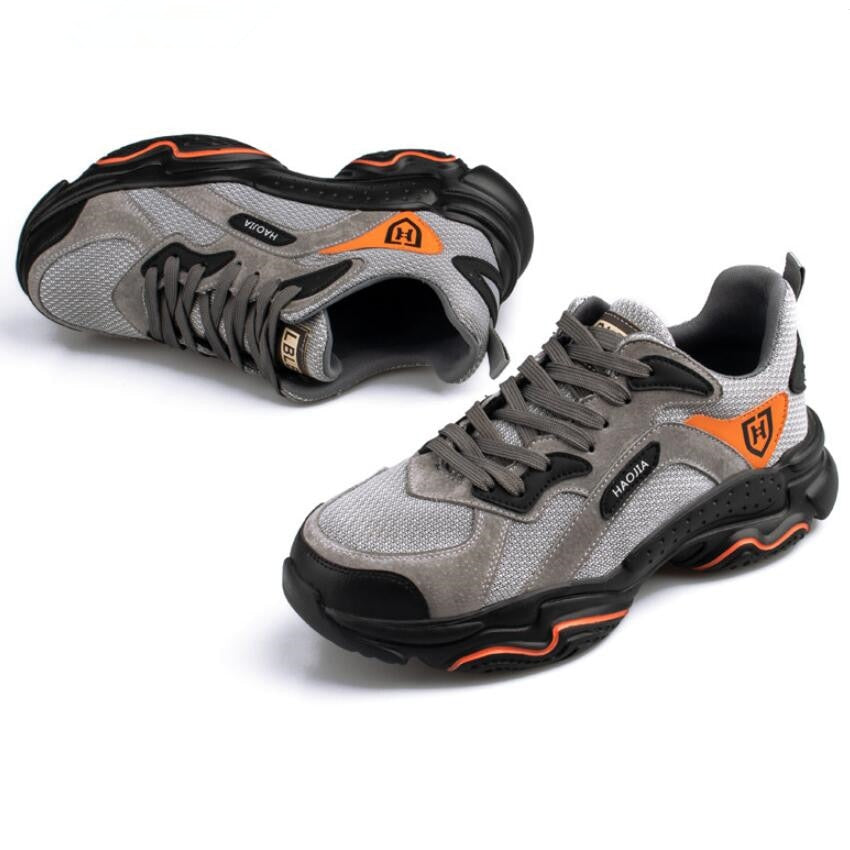 CS549 Men Steel Toe Outdoor Safety Work Shoes Lightweight Breathable Anti-Smashing Anti-Piercing Non-Slip Protective Footwear