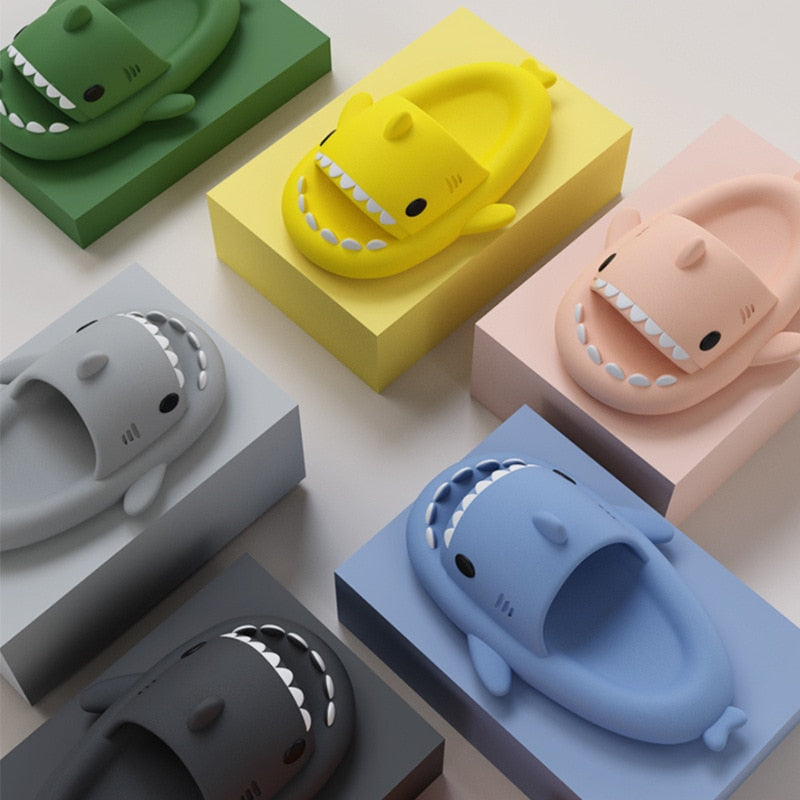Man Women Shark Slippers Summer Home Anti-skid EVA Solid Color Couple Parents Kids Outdoor Cool Indoor Household Funny Shoes