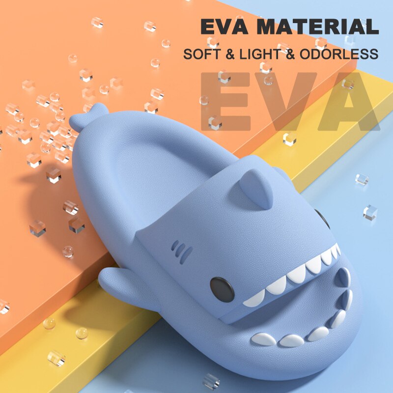 Man Women Shark Slippers Summer Home Anti-skid EVA Solid Color Couple Parents Kids Outdoor Cool Indoor Household Funny Shoes