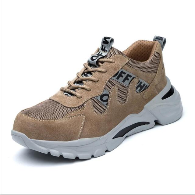 CS549 Men Steel Toe Outdoor Safety Work Shoes Lightweight Breathable Anti-Smashing Anti-Piercing Non-Slip Protective Footwear