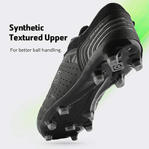 DREAM PAIRS 160859 Men's Sport Flexible Athletic Lace Up Light Weight Outdoor Cleats Football Soccer Shoes Black DK.Grey Size 9