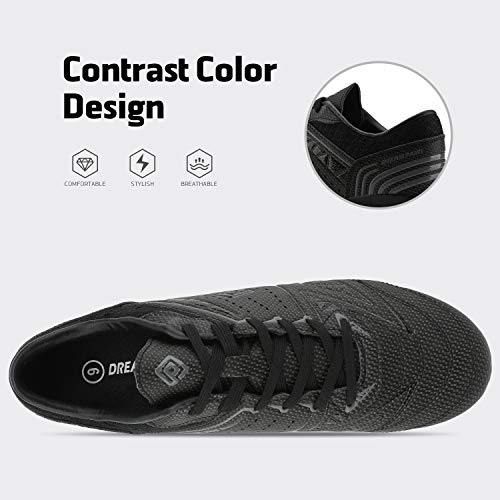 DREAM PAIRS 160859 Men's Sport Flexible Athletic Lace Up Light Weight Outdoor Cleats Football Soccer Shoes Black DK.Grey Size 9