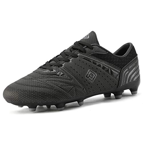 DREAM PAIRS 160859 Men's Sport Flexible Athletic Lace Up Light Weight Outdoor Cleats Football Soccer Shoes Black DK.Grey Size 9