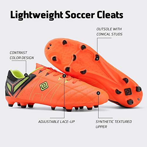 DREAM PAIRS 160859 Men's Sport Flexible Athletic Lace Up Light Weight Outdoor Cleats Football Soccer Shoes Black DK.Grey Size 9