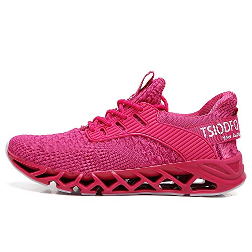 TSIODFO Slip on Sneakers for Women Casual Sport Running Shoes Athletic Train Tennis Walking Shoes Ladies Gym Workout Jogging Fashion Sneaker Pink Size 9.5