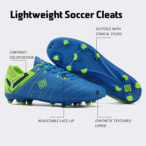 DREAM PAIRS 160859 Men's Sport Flexible Athletic Lace Up Light Weight Outdoor Cleats Football Soccer Shoes Black DK.Grey Size 9