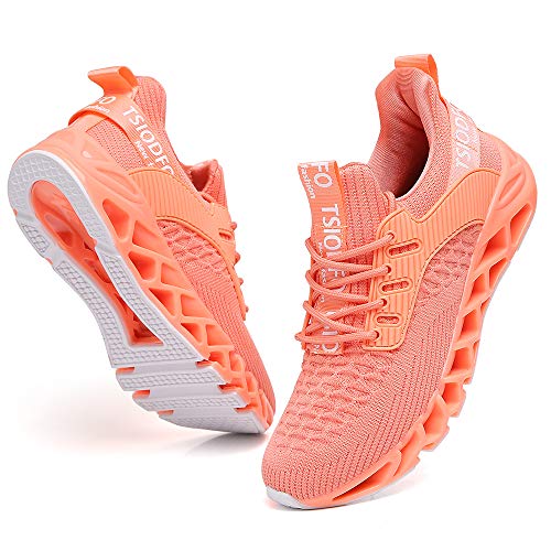 TSIODFO Slip on Sneakers for Women Casual Sport Running Shoes Athletic Train Tennis Walking Shoes Ladies Gym Workout Jogging Fashion Sneaker Pink Size 9.5