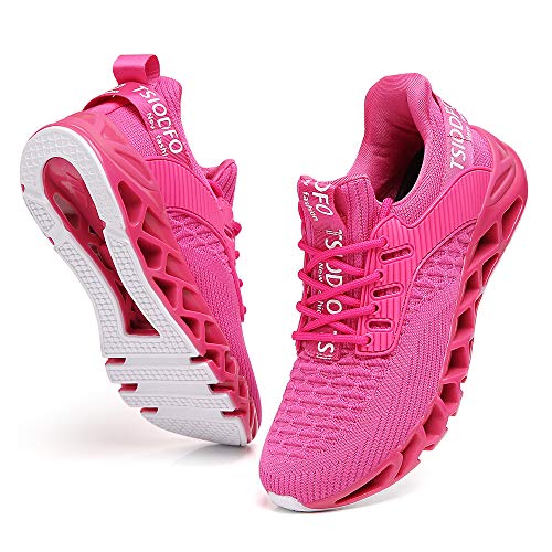 TSIODFO Slip on Sneakers for Women Casual Sport Running Shoes Athletic Train Tennis Walking Shoes Ladies Gym Workout Jogging Fashion Sneaker Pink Size 9.5