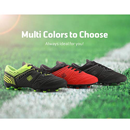 DREAM PAIRS 160859 Men's Sport Flexible Athletic Lace Up Light Weight Outdoor Cleats Football Soccer Shoes Black DK.Grey Size 9